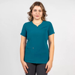 Lotus Flex orvosi blúz, sztreccs, sötét türkiz - Nursing Care | Rugalmas és kényelmes orvosi ruha